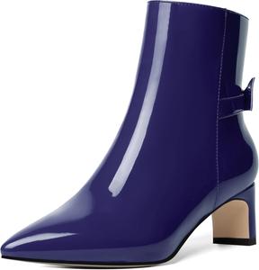 Женские ботильоны MOVINSTEPS с острым носком, милым лаковым дизайном, рабочим стилем, массивным низким каблуком, высотой до щиколотки, каблук 5 см, Royal Blue