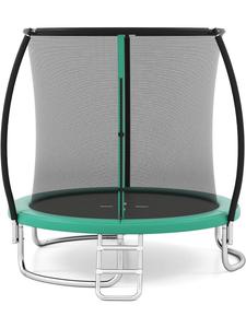 Costway Уличный батут Ø244 см с лестницей, зеленый