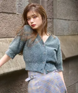 Кардиган с коротким рукавом из люрекса и перьев Jill By Jill Stuart, цвет Gray