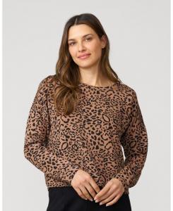 Женская укороченная толстовка из модала с леопардовым принтом Cable & Gauge, Leopard toss brown