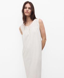 Женская хлопковая ночная рубашка с вышивкой MANGO, White