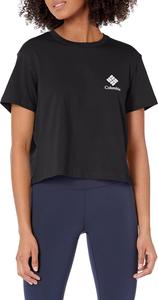 Columbia Women's North Cascades укороченная футболка, Black/Framed Halftone Logo Graphic