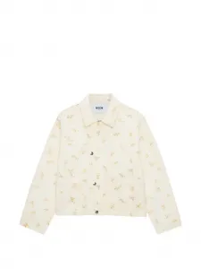 Джинсовая куртка с цветочным принтом MSGM, бежевый