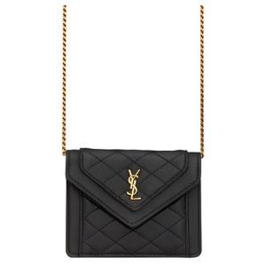 SAINT LAURENT Сумка из ягненка с цепочкой, через плечо, на плечо женская черная