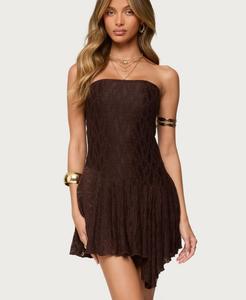 Женское асимметричное кружевное мини-платье Elaia без бретелей Edikted, Brown