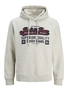 Jack & Jones Логотип толстовки/худи светло-серого меланжевого цвета