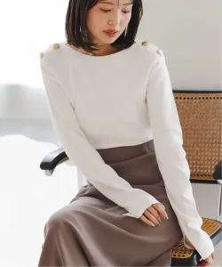 Вязаный пуловер с пуговицами на плечах Noble, цвет White A