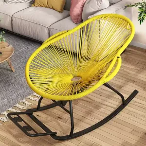 Fantasy Кресло-качалка из ротанга для отдыха, желтое, усиленное