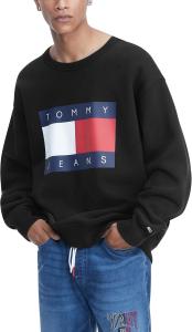 Мужская толстовка с длинным рукавом и круглым вырезом с логотипом Tommy Hilfiger, Jet Black