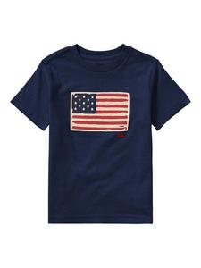 Детская футболка с хлопковым флагом аппликацией Ralph Lauren, Cruise Navy