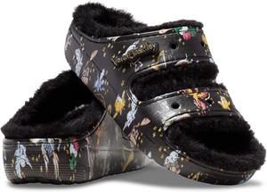 Женские сандалии Crocs Classic Harry Potter Cozzzy с пушистой платформой, черный