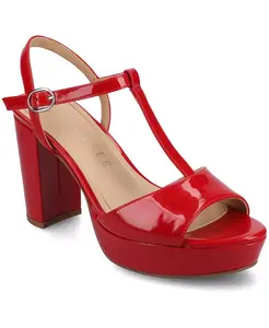 Женские босоножки Nalie на платформе с Т-образным ремешком Journee Collection, красный