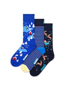 Happy Socks Набор из 3 пар носков, праздничный, темно-синие