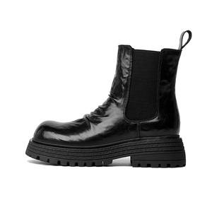 Женские Короткие Челси Ботинки 5см JOSINY, Красно-Коричневый (Тонкий Флис)