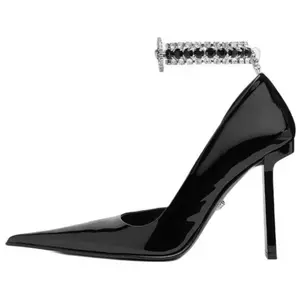 Босоножки на платформе срезной каблук 10,5 см женские black VERSACE, Original Shoe Box Not Included