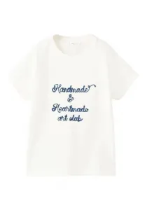 Футболка с детским принтом Mango Kids, Off-White