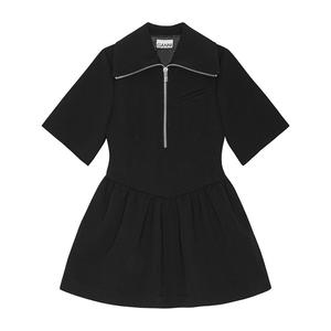 Мини-платье из крепа bonded GANNI, черный