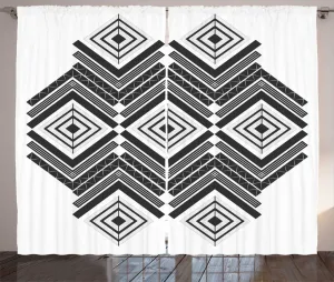 Шторы ABAKUHAUS в деревенском стиле, абстрактные, монохромные линии, универсальные, для гостиной, ленточное полотно с петлями и крючками, 280 x 225 см, темно-серый с белым Abakuhaus