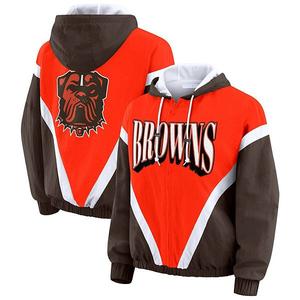 Женская оранжево-коричневая куртка-ветровка Cleveland Browns plus size retro crinkle на молнии Wear By Erin Andrews