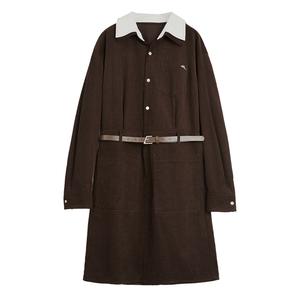 Женское платье с длинными рукавами ELLE, coffee