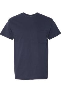 Футболка Gildan из плотного хлопка с карманом, темно-синий
