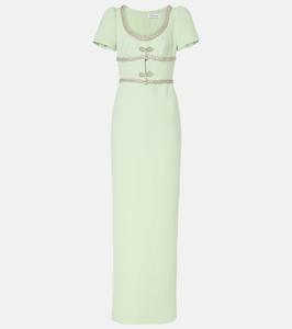 Украшенное платье из крепа Self-Portrait, зеленый