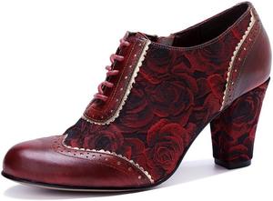 Женские кожаные туфли SOCOFY, женские ручной работы с прошивкой, ботильоны винтажные с квадратным каблуком, оксфорды, противоскользящие туфли на каблуке, туфли на шнуровке и без застежки, для свадьбы и вечеринки Eimeinuosy, Rose