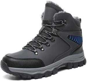 Зимние ботинки Qacksv для мужчин, водонепроницаемые и утепленные, походные снежные ботинки с теплой меховой подкладкой, высокие туфли с толстой подошвой, противоскользящие ботинки для холодной погоды, серый