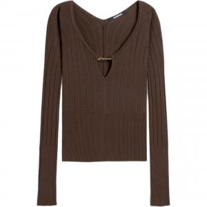 Топ с длинными рукавами и логотипом Jacquemus, коричневый