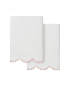 Набор из двух хлопковых полотенец для рук Adornia Scallop, 40 см x 76 см Linum Home, White, Pink, 2 Piece Hand Towel Set