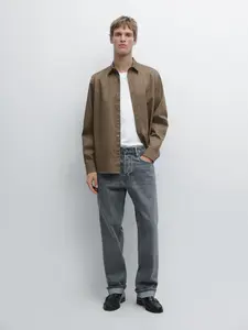 Джинсы из селвидж-денима Massimo Dutti, grey