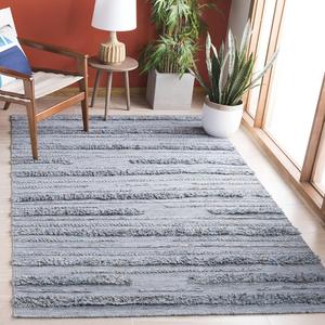 Ковер SAFAVIEH, 122 x 183 см, Vermont Collection, Grey & Blue, ручной работы, фактурная шерсть, идеально для помещений с высокой проходимостью: прихожей, гостиной, спальни (VRM901L)