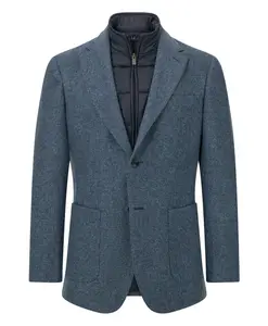 Пиджак из шерстяной смеси с диагональным узором и съемной вставкой. Boggi Milano, синий
