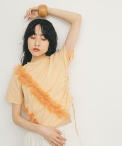 Футболка с присборенной оборкой Kbf, цвет Apricot