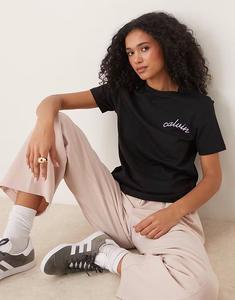 Футболка с вышитым логотипом на груди Jeans черного цвета Calvin Klein Jeans