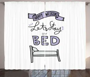 Штора ABAKUHAUS в деревенском стиле с пословицей, тематикой Счастливые выходные, универсальная ленточная штора для гостиной с петлями и крючками, 280 x 225 см, фиолетово-серый Abakuhaus