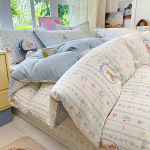 Yalu Комплект постельного белья из 4 предметов (простыня 150 см, пододеяльник 180х220 см), 100% гребенной хлопок, цвет Moonlight Shakes Blue Grass