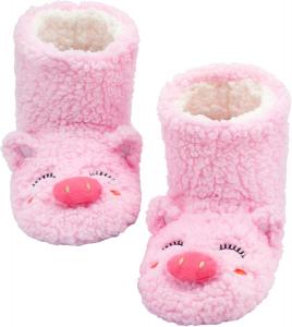 Тапочки-носки Panda Bros для женщин, уютные теплые с мягкой подкладкой, домашние ботиночки с противоскользящей подошвой, Pink Pig