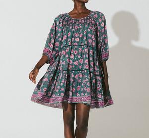 Мини-платье Jessa с нефритовым цветочным принтом Cleobella, цвет jade floral