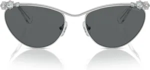 Женские солнцезащитные очки Swarovski Sk7017 «Кошачий глаз», Silver/Dark Grey