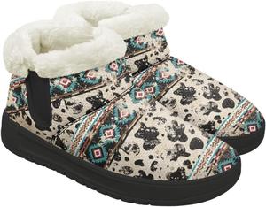 Зимние женские ботинки, удобные, теплые, с противоскользящей подошвой, мягкие утепленные ботинки до щиколотки для дома и улицы, для снега Gdxynsmny, Aztec Cow