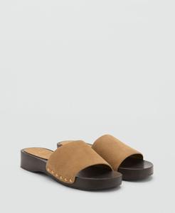 Женские замшевые сандалии на деревянной подошве MANGO, Sand