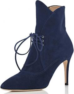 Женские модные ботильоны FSJ с острым носком, на шнуровке, на высоком каблуке-кубике с молнией, размеры 4-15 US, Navy