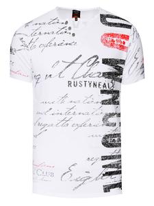 Футболка с V-образным вырезом и логотипом сбоку, белого цвета Rusty Neal