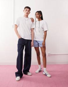 Reclaimed Vintage унисекс плотная свободная футболка с коротким рукавом белого цвета