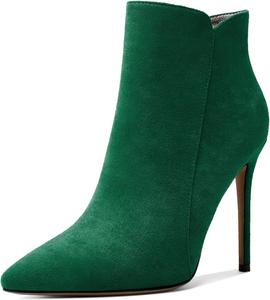 Женские ботильоны Soireelady на шпильке, с закрытым носком, высокие каблуки, ботильоны с молнией, элегантные ботинки на каблуке для осени и зимы, Suede Green