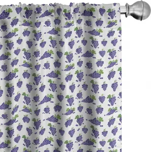 Шторы для виноградника ABAKUHAUS, милые иконки с фруктами, копия, сочные органические, вкусные кондитерские изделия, дизайн деревенской жизни, 2 шт., 75 x 245 см, цвет: фиолетовый и зеленый Abakuhaus