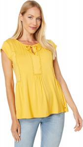 Топ Tommy Hilfiger в горошек с рукавами-крылышками и отделкой, Deep Maize