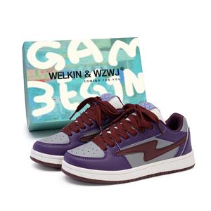 Скользостойкие износостойкие низкие скейтерские кеды унисекс WELKIN&WZWJ, фиолетовый