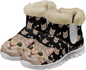 Женские ботинки Jeiento Snow, рабочие ботинки на щиколотку с противоскользящей подошвой, зимние обувь с пушистой, утолщенной стелькой и утепленной флисовой подкладкой, 3D Cat
